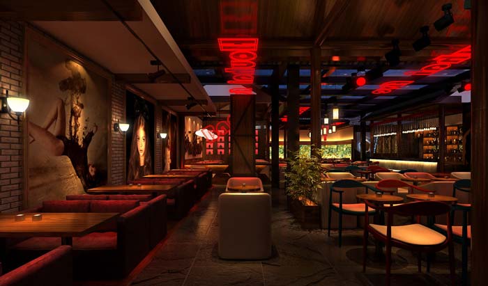 情侶、商務、聚餐、休閑酒吧大廳裝修設計案例效果圖