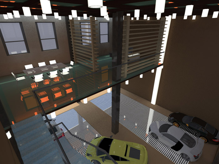 汽車快修美容店閣樓區(qū)域裝修設(shè)計(jì)案例效果圖