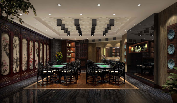 簡(jiǎn)潔、大氣中式餐廳前臺(tái)接待區(qū)域裝修設(shè)計(jì)案例效果圖