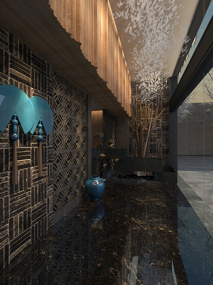 時(shí)而驚奇、時(shí)而陶醉的烤魚店過道裝修設(shè)計(jì)方案效果圖