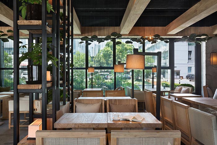 750平方中式復古風格餐廳餐桌區域設計效果圖