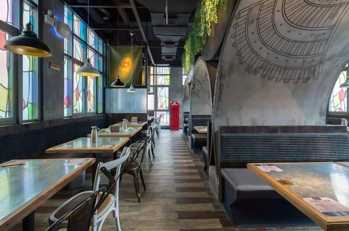 復古餐廳就餐區域裝修設計案例效果圖