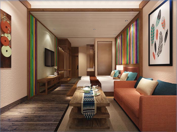 主題概念酒店雙人客房裝修設(shè)計案例效果圖