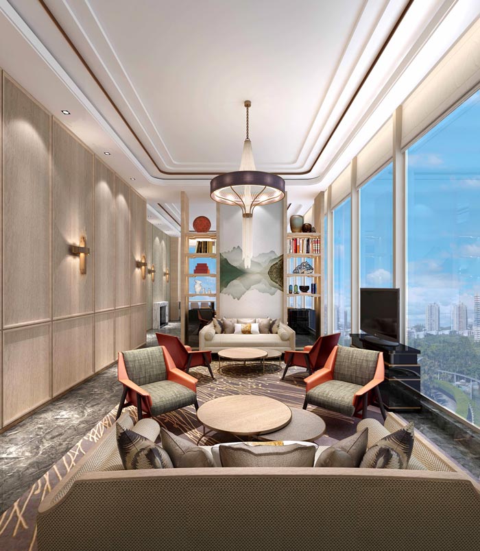 商務精品酒店洽談區(qū)域裝修設(shè)計案例效果圖