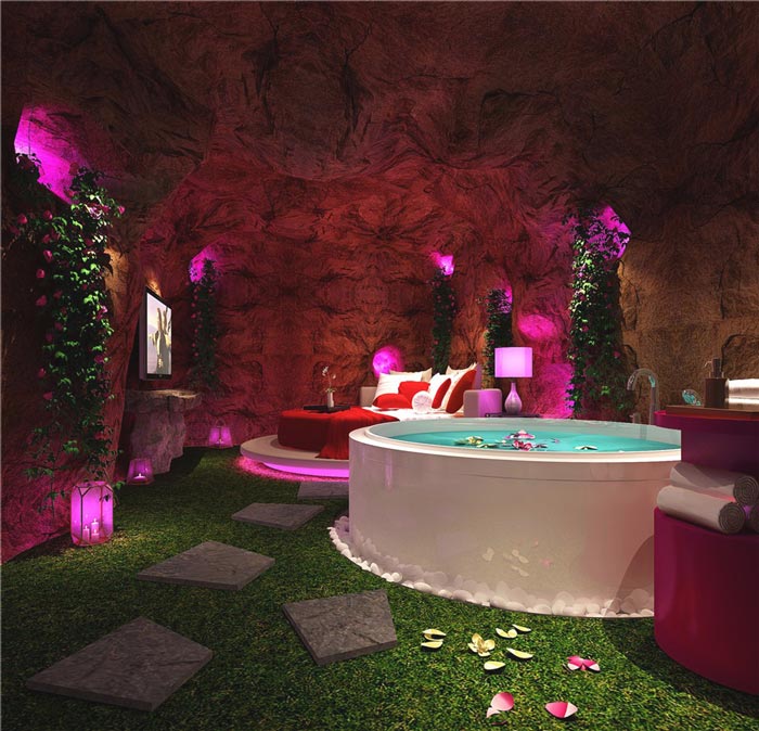 情趣酒店山洞客房裝修設(shè)計案例效果圖