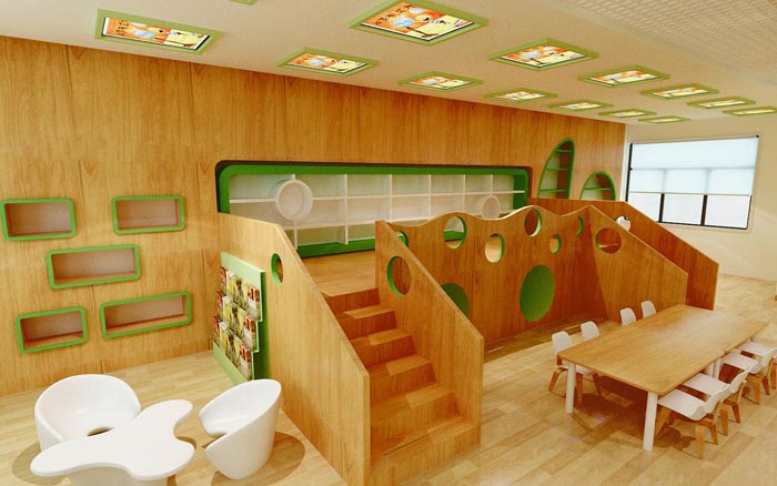 現代簡約幼兒園休息區裝修設計案例