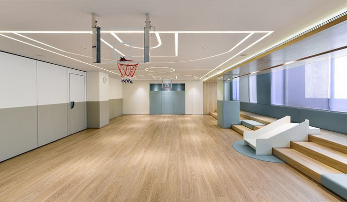 兒童教育培訓機構籃球場裝修設計案例效果圖