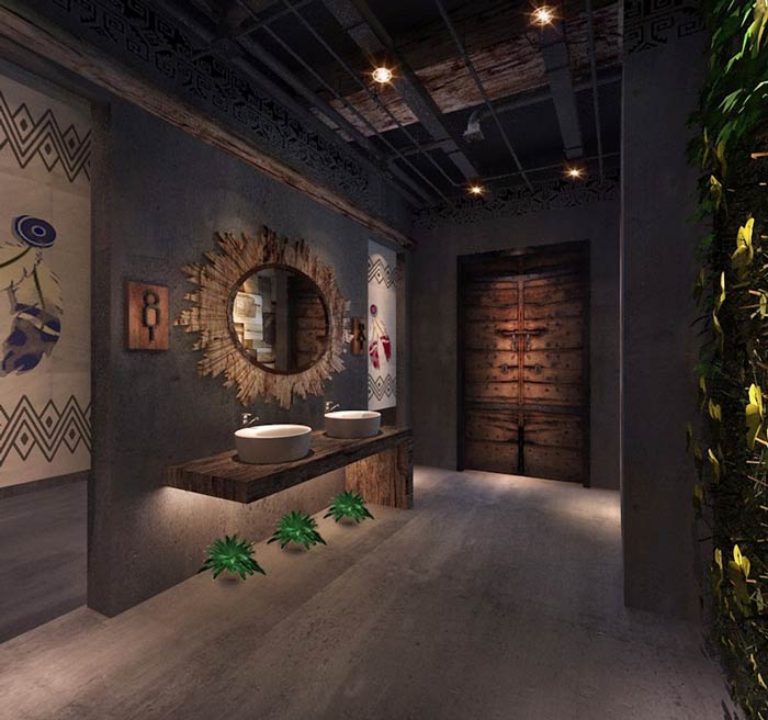 原始燒烤店衛生間裝修設計效果圖