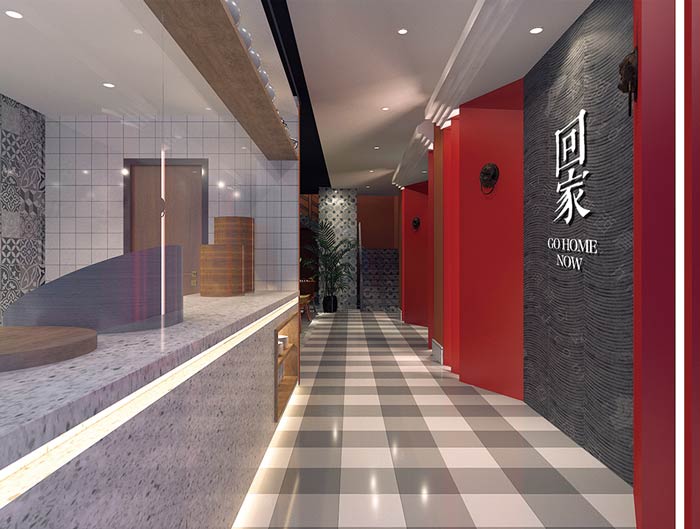 私房菜餐廳進門過道裝修設計效果圖