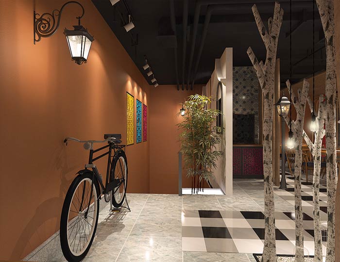 私房菜餐廳樓梯口裝修設計效果圖