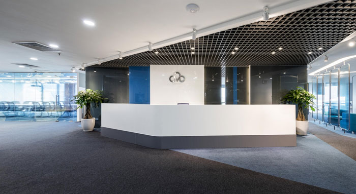 通訊科技公司辦公室前臺裝修設計效果圖