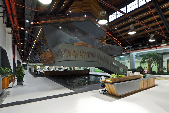 實業投資公司辦公室前臺大廳裝修設計效果圖