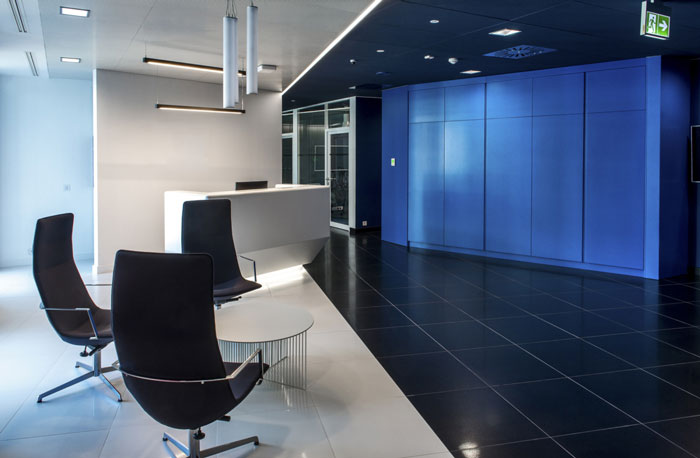 涂料公司辦公室前臺接待區(qū)裝修設計效果圖