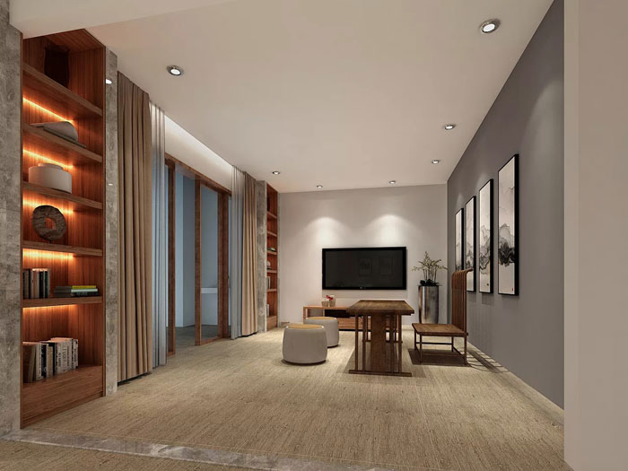 現代中式辦公室接待區裝修效果圖