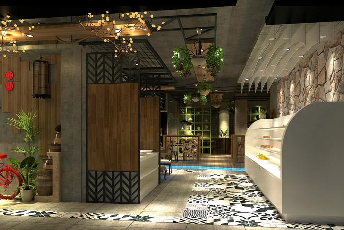音樂餐吧進門區裝修設計效果圖