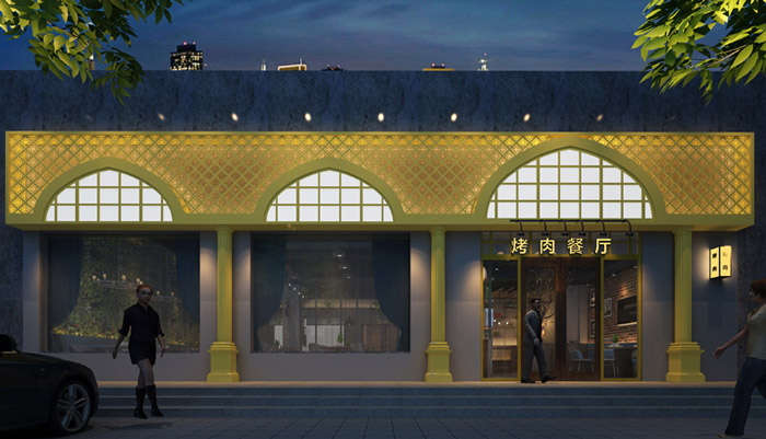 烤肉餐廳門面裝修設計效果圖