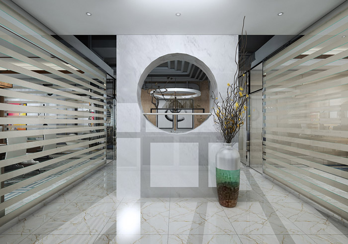 新中式辦公室進(jìn)門區(qū)裝修設(shè)計(jì)