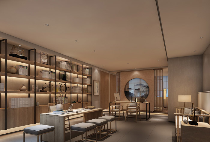 新中式總經理辦公室設計裝修效果圖